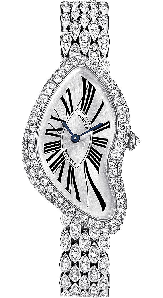 CARTIER CRASH WATCH IN WHITE GOLD PAVED WITH BRILLIANT-CUT DIAMONDS