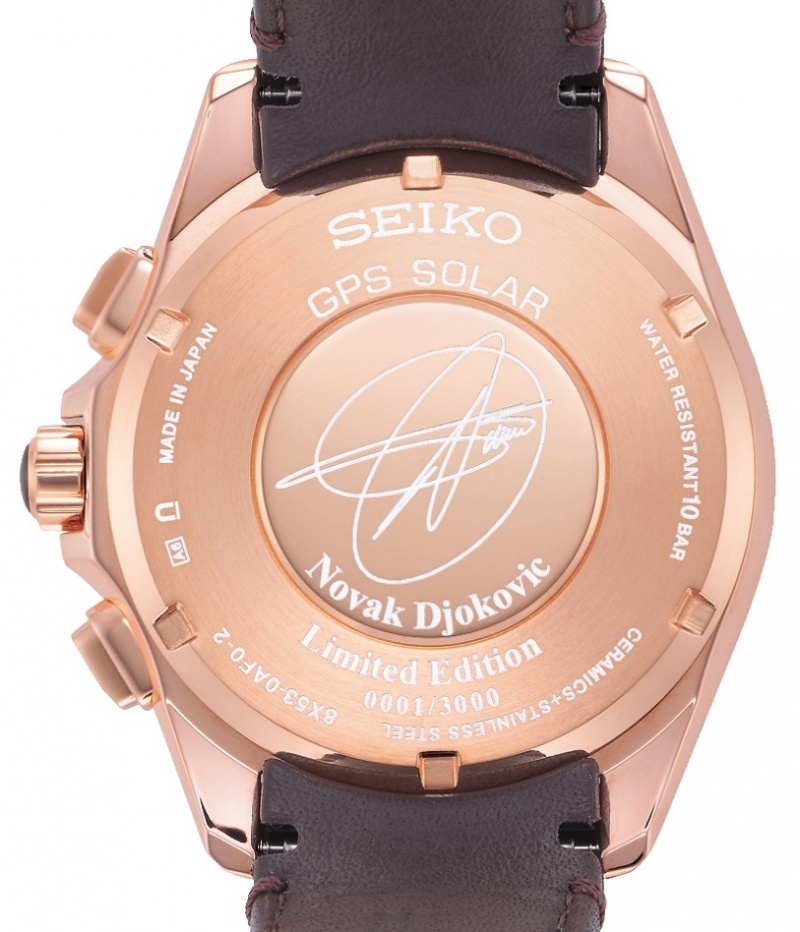 Seiko Astron GPS Solar Dual-Time Novak Djokovic Limited Edition case back