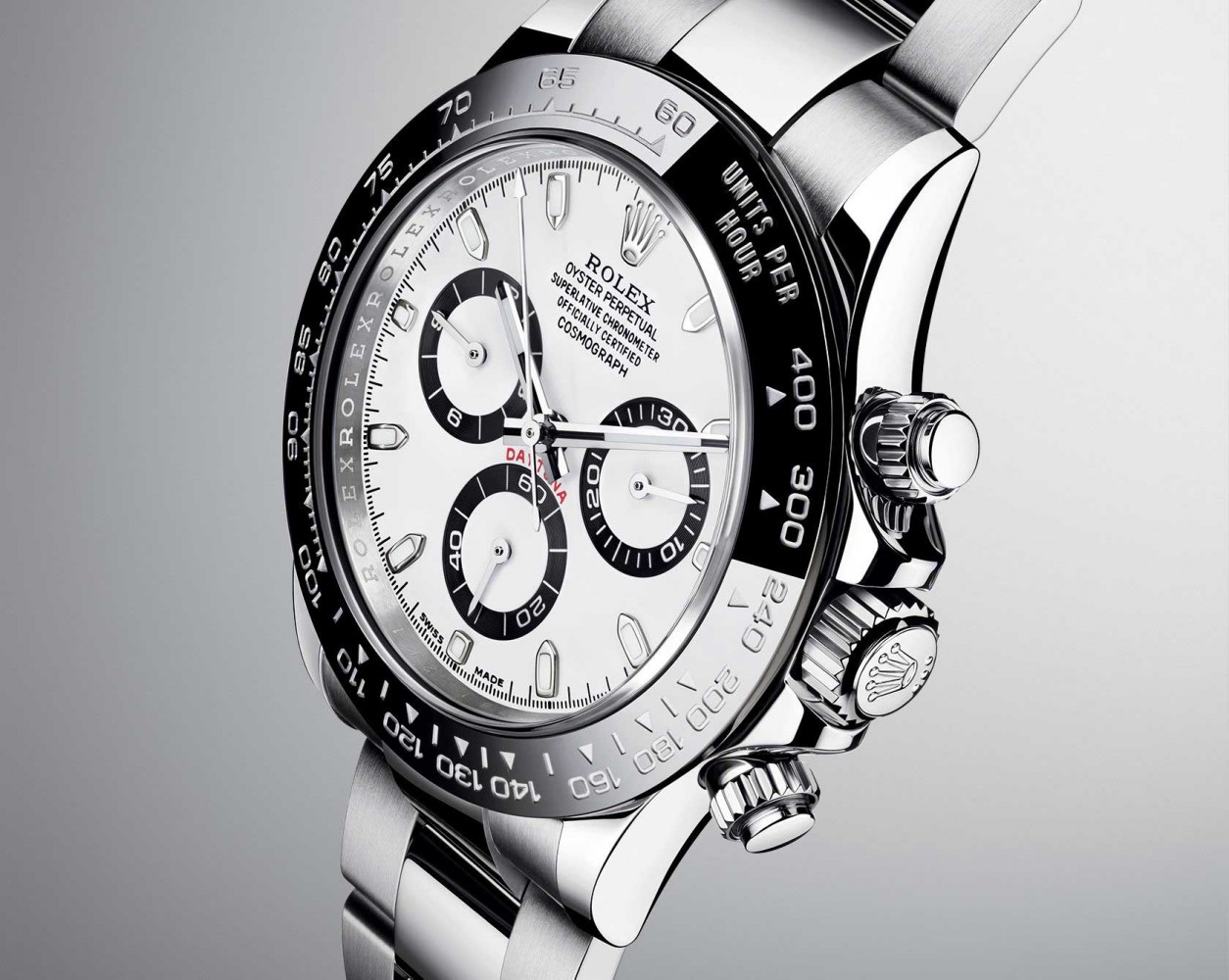 Rolex Oyster Perpetual Cosmograph Daytona with a black Cerachrom bezel