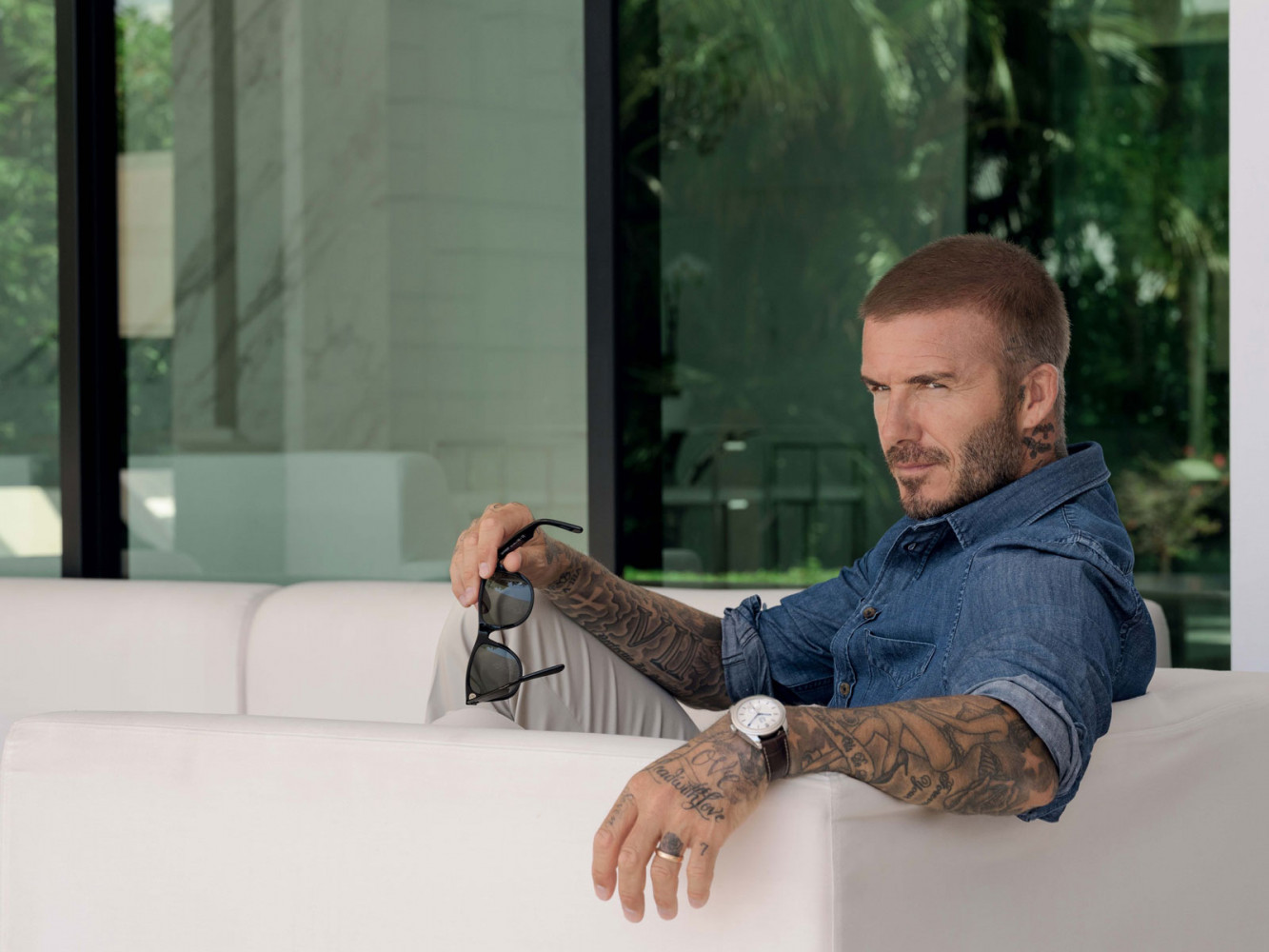 David Beckham wearing Tudor Glamour Double Date