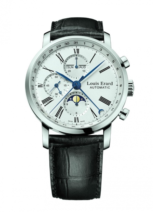 Louis Erard Sportive Chronograph Swiss Valjoux Automatic Rare Blue Dial 44mm