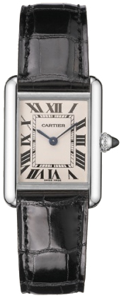 Cartier Tank Louis 18k White Gold Brown Strap Ladies Watch W1541056